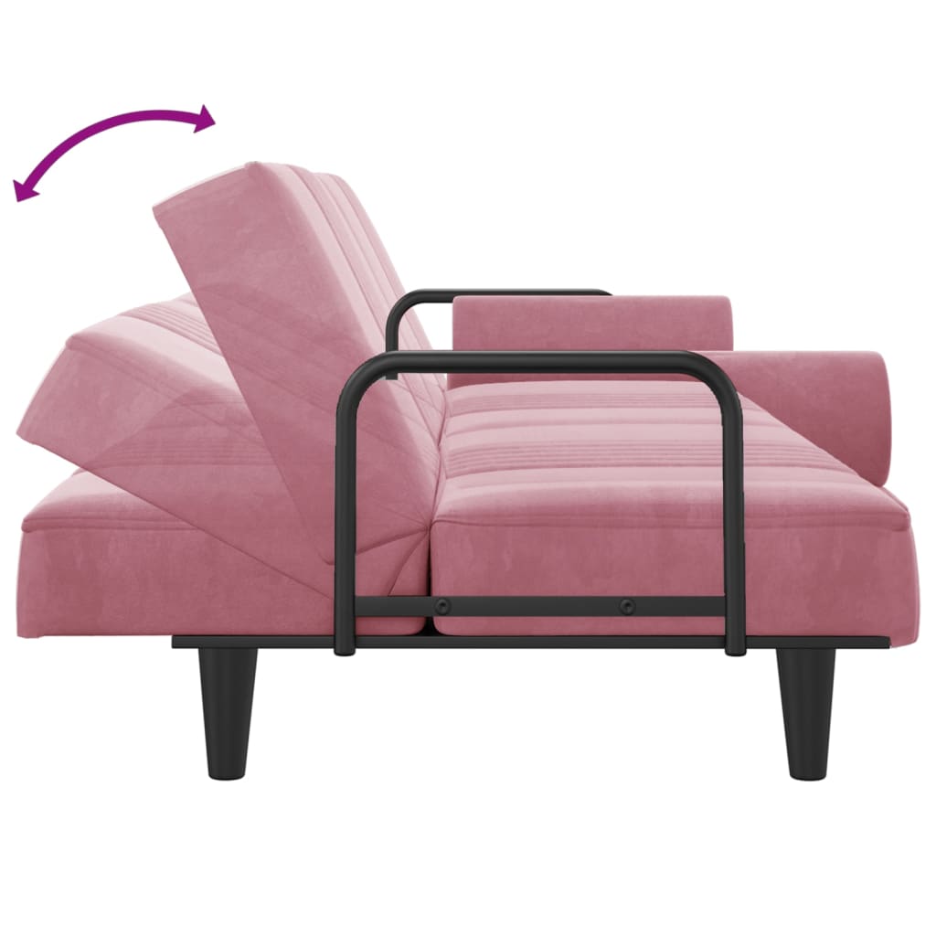 Schlafsofa mit Armlehnen Rosa Samt