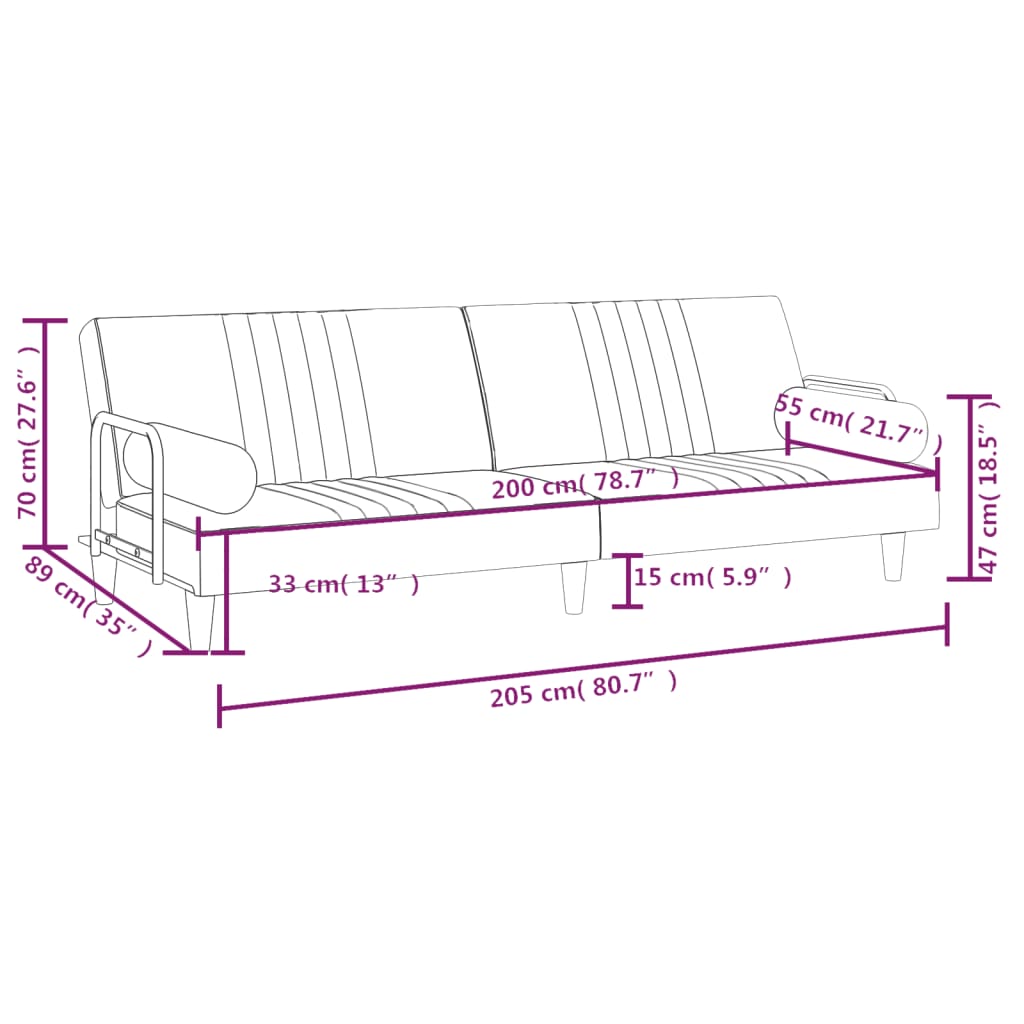 Schlafsofa mit Armlehnen Rosa Samt