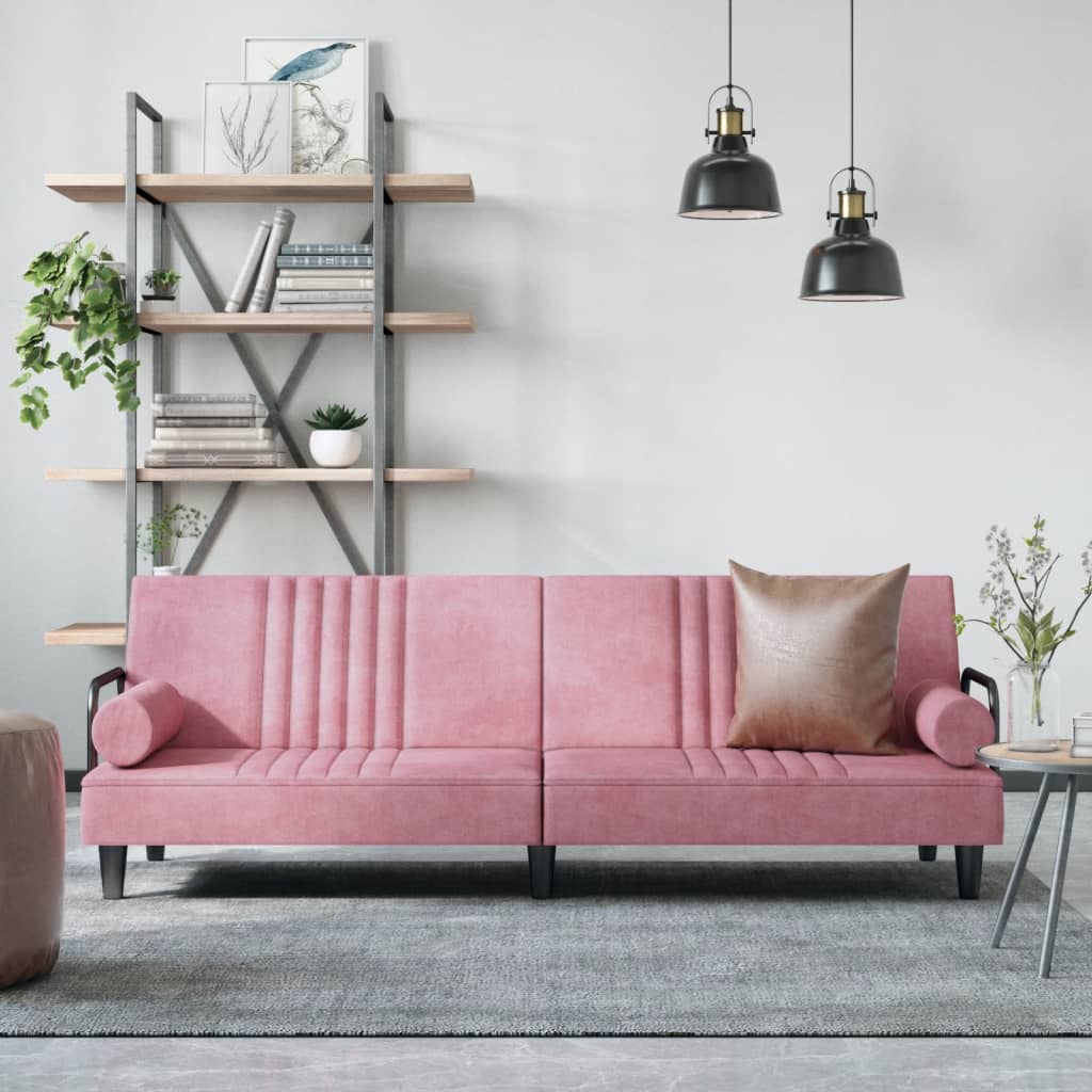 Schlafsofa mit Armlehnen Rosa Samt