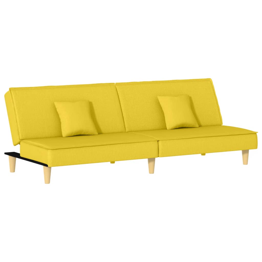 Modernes Schlafsofa mit verstellbarer Rückenlehne und Kissen – 200 cm breit, Stoffbezug, vielseitig nutzbar  in Taupe & Hellgelb