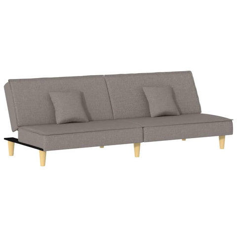 Modernes Schlafsofa mit verstellbarer Rückenlehne und Kissen – 200 cm breit, Stoffbezug, vielseitig nutzbar  in Taupe & Hellgelb