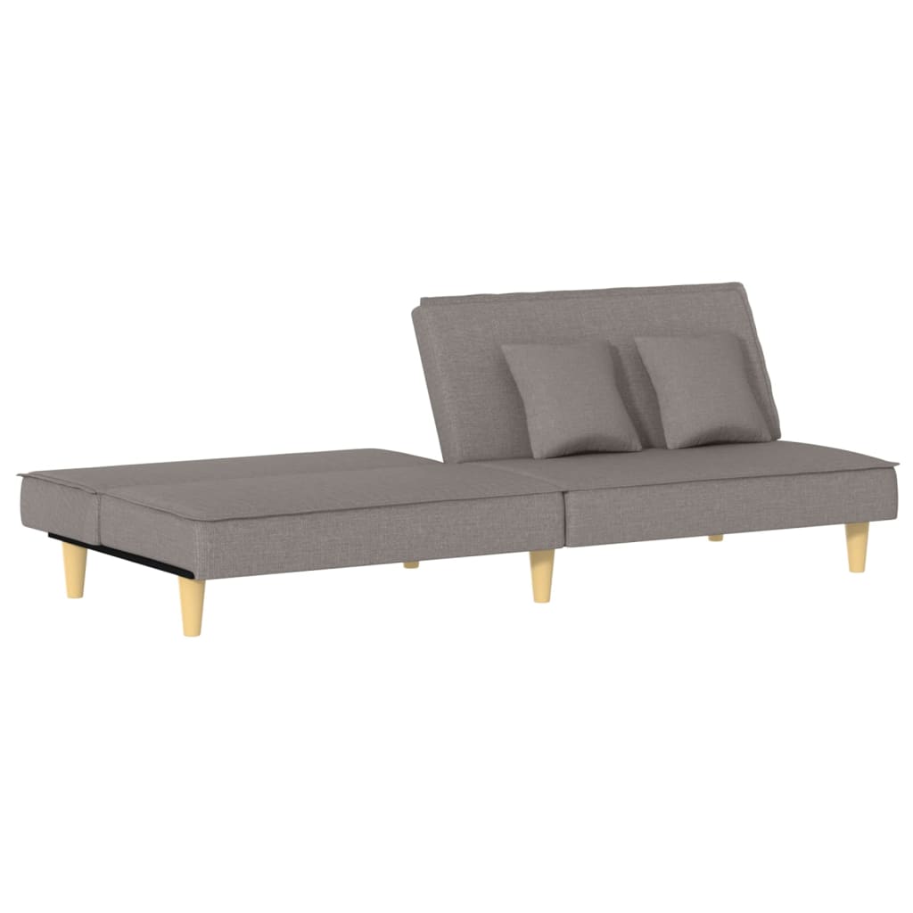 Modernes Schlafsofa mit verstellbarer Rückenlehne und Kissen – 200 cm breit, Stoffbezug, vielseitig nutzbar  in Taupe & Hellgelb