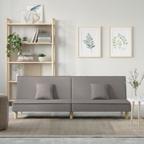 Modernes Schlafsofa mit verstellbarer Rückenlehne und Kissen – 200 cm breit, Stoffbezug, vielseitig nutzbar  in Taupe & Hellgelb