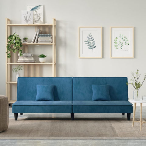 Schlafsofa Blau Samt