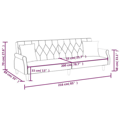 Schlafsofa mit Armlehnen Blau Samt