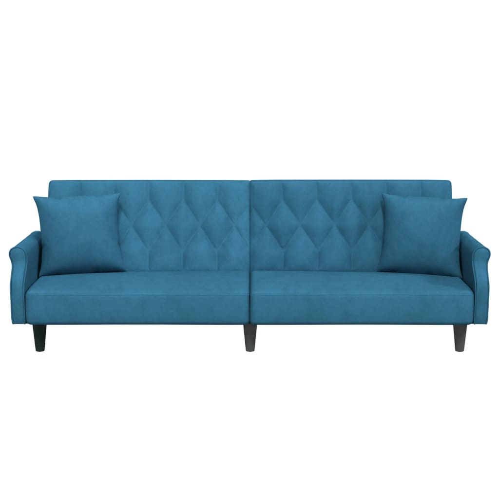 Schlafsofa mit Armlehnen Blau Samt