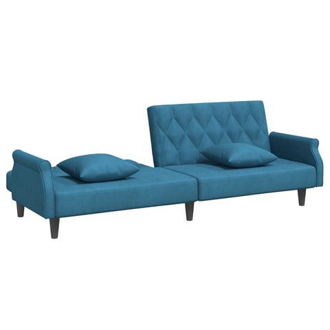 Schlafsofa mit Armlehnen Blau Samt