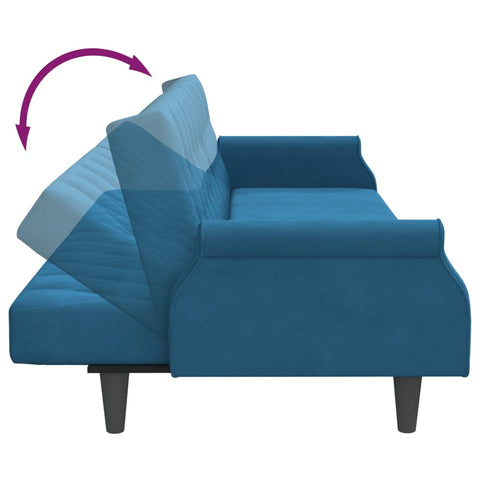 Schlafsofa mit Armlehnen Blau Samt