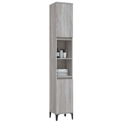 Badschrank Grau Sonoma 30x30x190 cm Holzwerkstoff