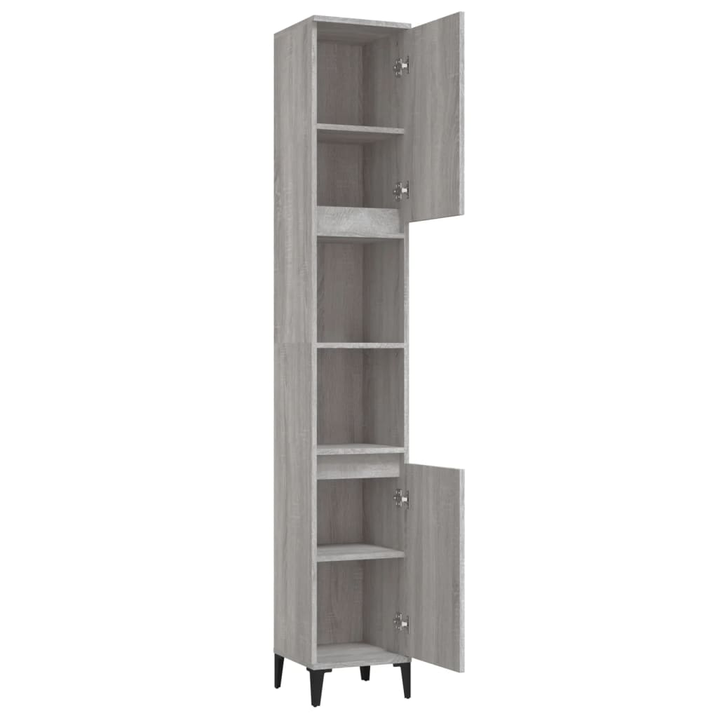 Badschrank Grau Sonoma 30x30x190 cm Holzwerkstoff