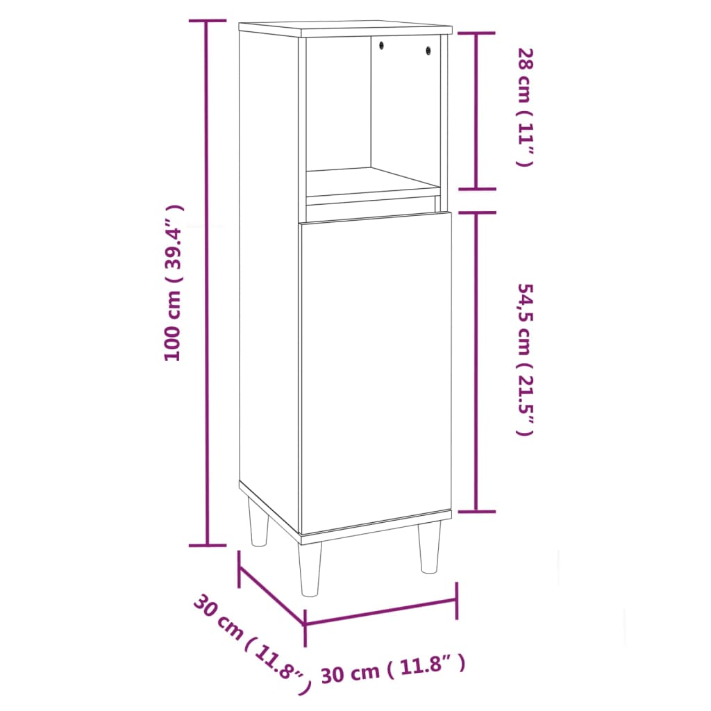 Badschrank Weiß 30x30x100 cm Holzwerkstoff