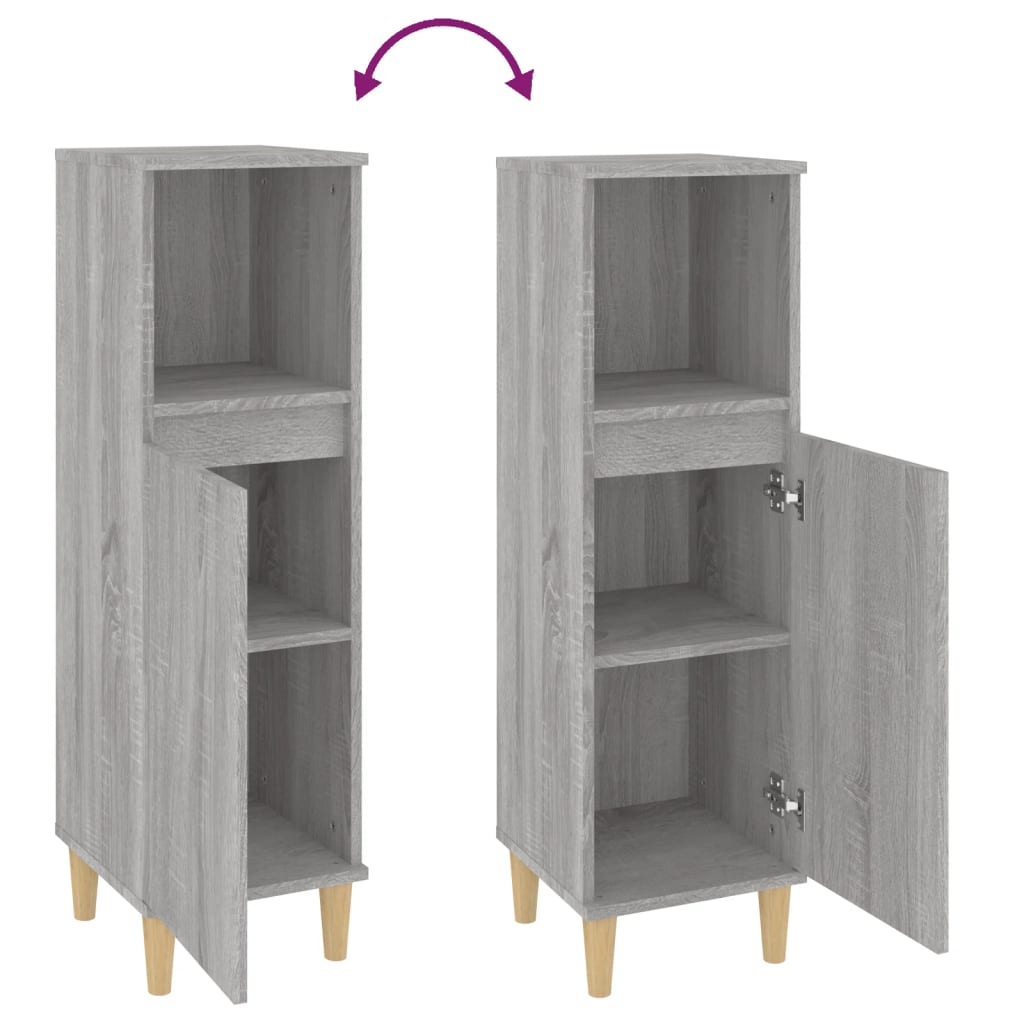 Badschrank Grau Sonoma 30x30x100 cm Holzwerkstoff