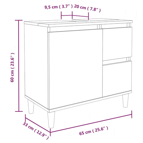 Badschrank Weiß 65x33x60 cm Holzwerkstoff