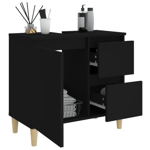 Badschrank Schwarz 65x33x60 cm Holzwerkstoff