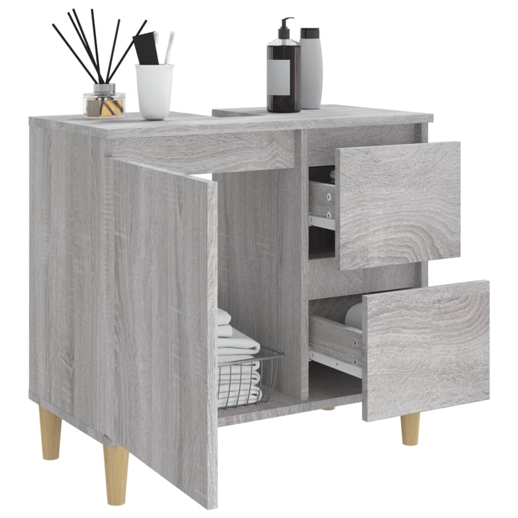 Badschrank Grau Sonoma 65x33x60 cm Holzwerkstoff