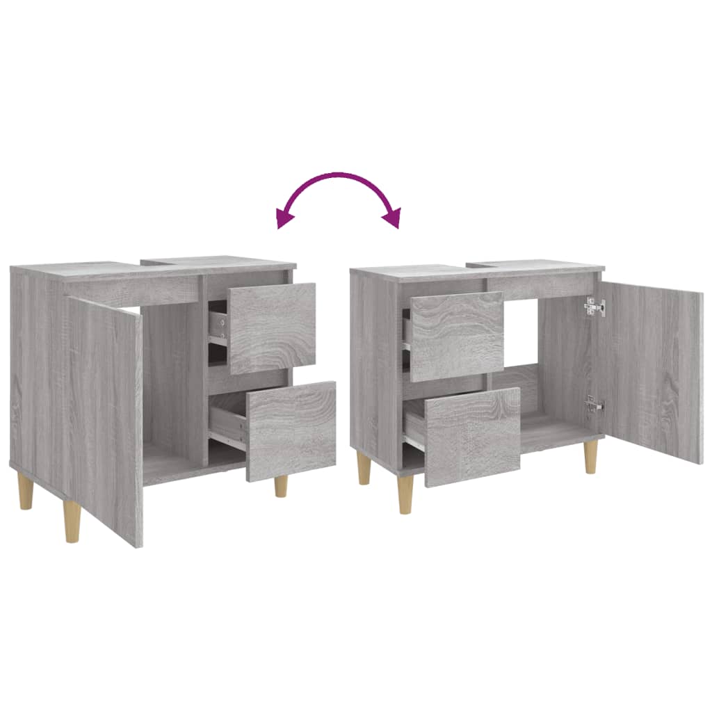 Badschrank Grau Sonoma 65x33x60 cm Holzwerkstoff