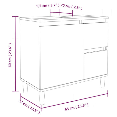 Badschrank Braun Eichen-Optik 65x33x60 cm Holzwerkstoff