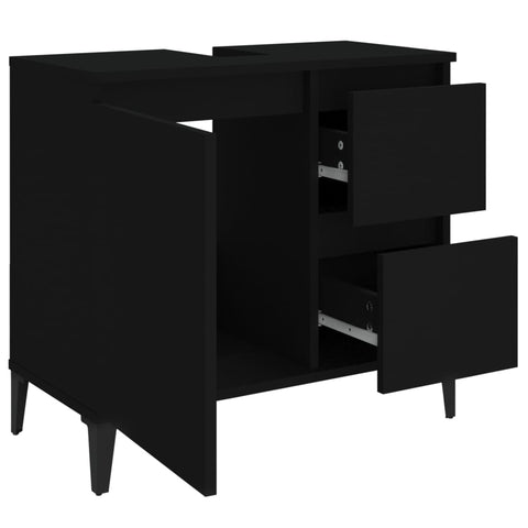 Badschrank Schwarz 65x33x60 cm Holzwerkstoff