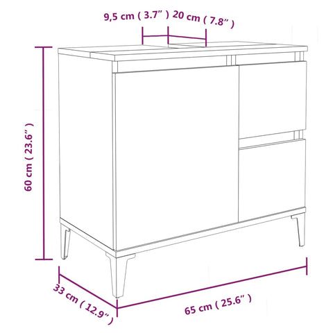 Badschrank Schwarz 65x33x60 cm Holzwerkstoff