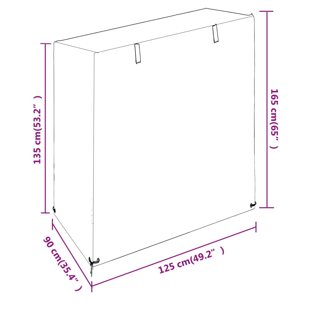 Abdeckung für Schaukelbank 8 Ösen 125x90x135/165 cm Polyethylen