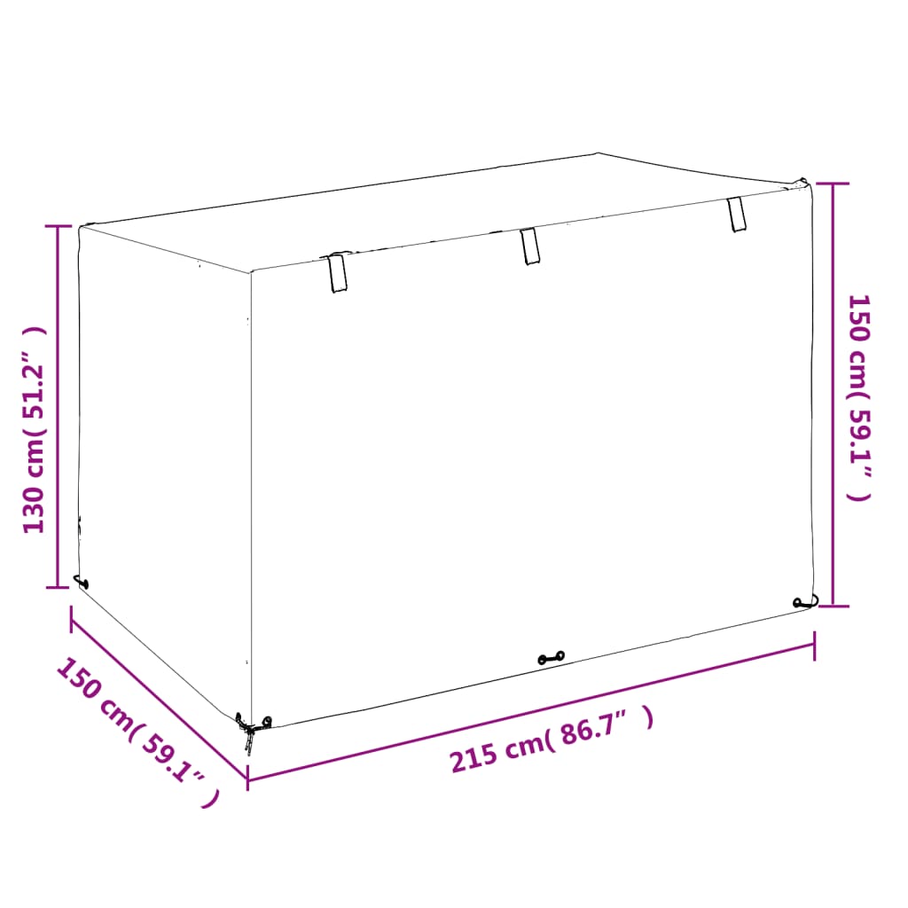 Abdeckung für Schaukelbank 12Ösen 215x150x130/150cm Polyethylen