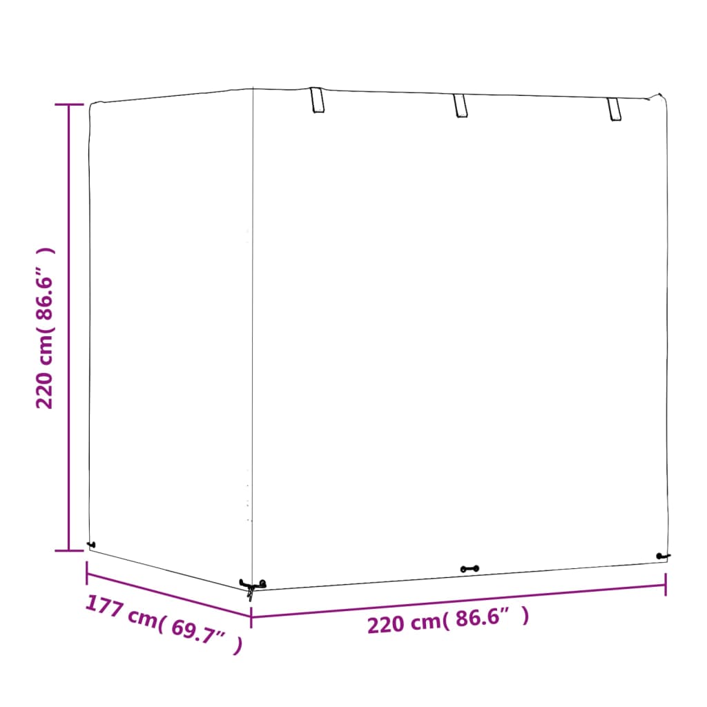 Abdeckung für Schaukelbank 12 Ösen 220x177x220 cm Polyethylen