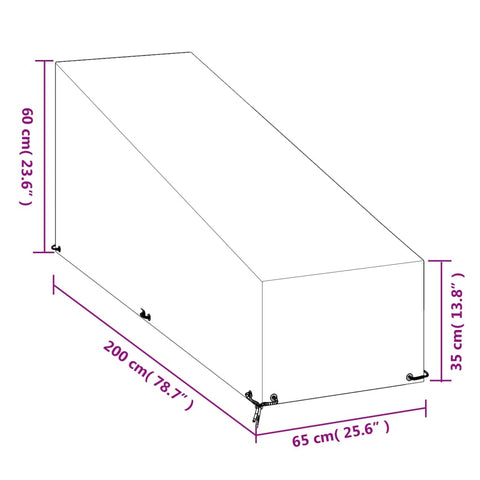 Abdeckung für Sonnenliege 12 Ösen 200x65x35/60 cm Polyethylen