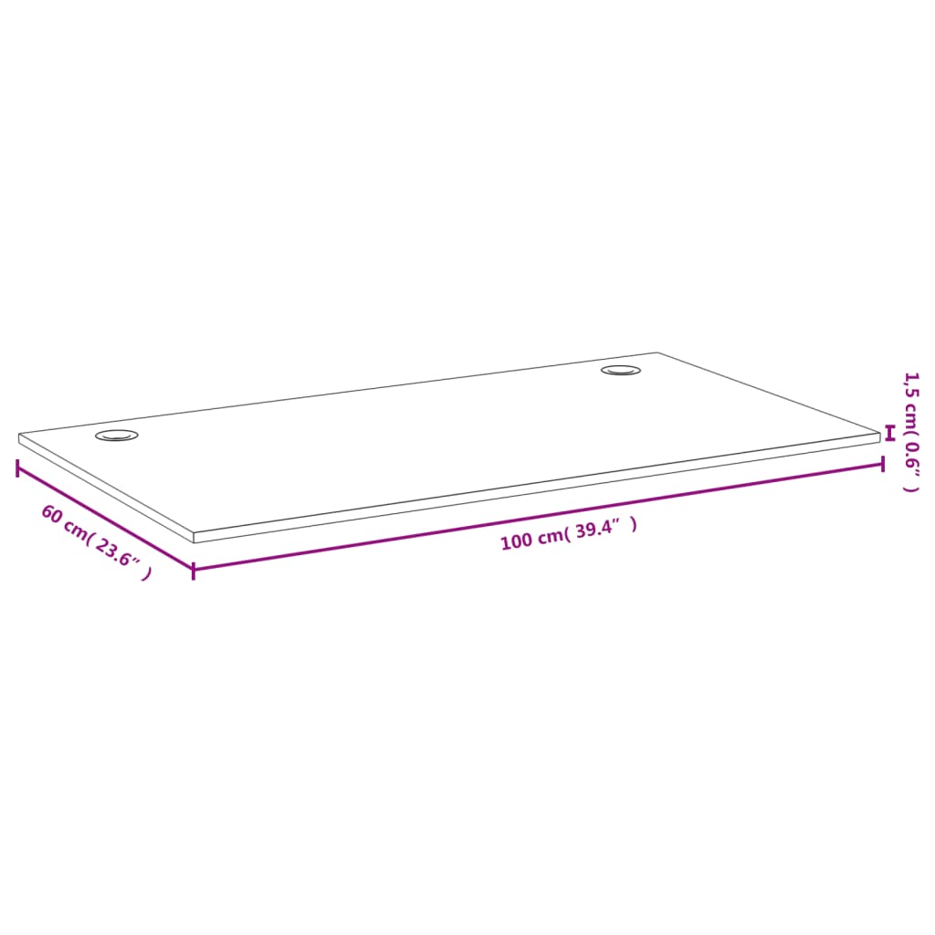 Schreibtischplatte 100x60x1,5 cm Bambus