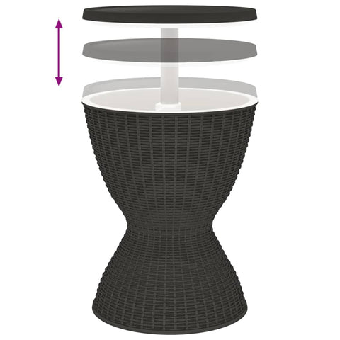 3-in-1 Tisch mit Eiskühler Schwarz Polypropylen