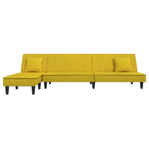 Schlafsofa in L-Form Gelb 255x140x70 cm Samt