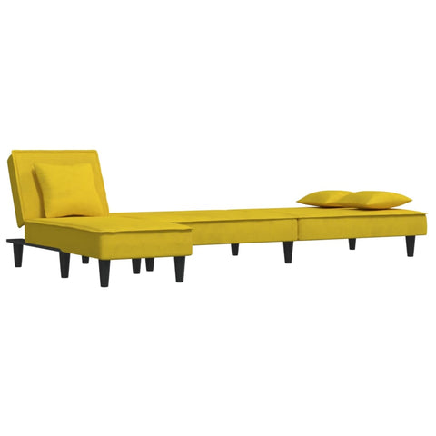 Schlafsofa in L-Form Gelb 255x140x70 cm Samt