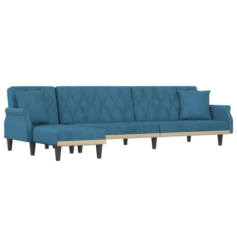 Schlafsofa in L-Form Blau 271x140x70 cm Samt