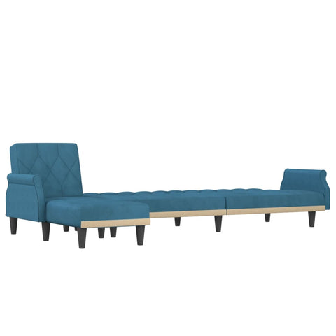 Schlafsofa in L-Form Blau 271x140x70 cm Samt