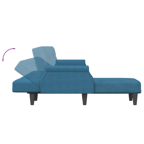 Schlafsofa in L-Form Blau 271x140x70 cm Samt