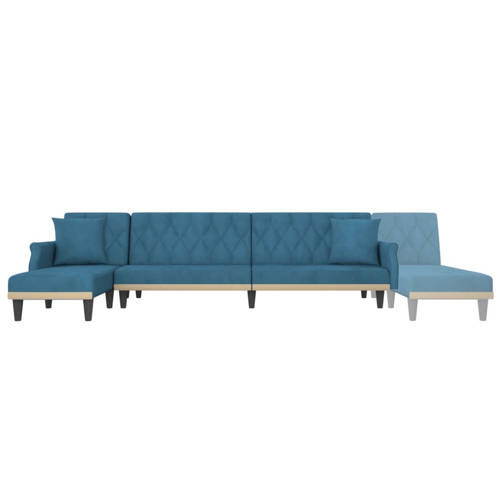 Schlafsofa in L-Form Blau 271x140x70 cm Samt