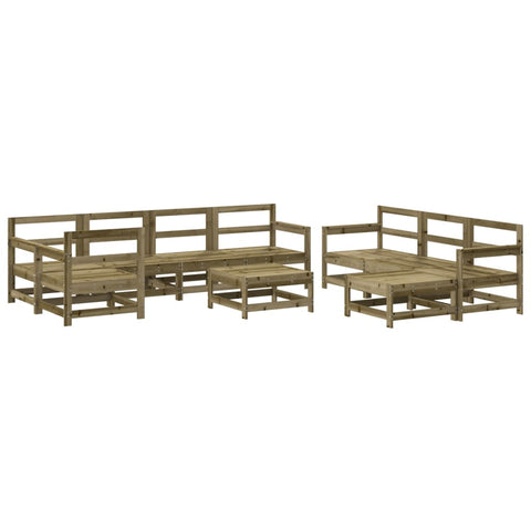 10-tlg. Garten-Lounge-Set mit Kissen Kiefernholz Imprägniert