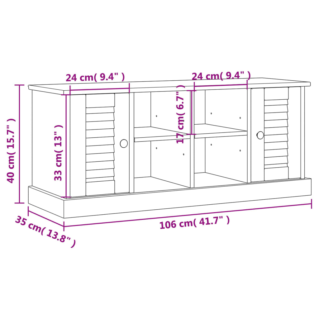 Schuhbank VIGO Weiß 106x35x45 cm Massivholz Kiefer