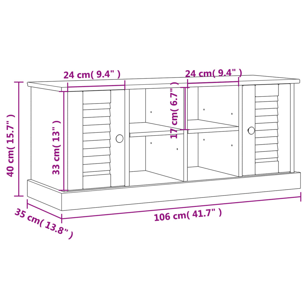 Schuhbank VIGO Grau 106x35x45 cm Massivholz Kiefer