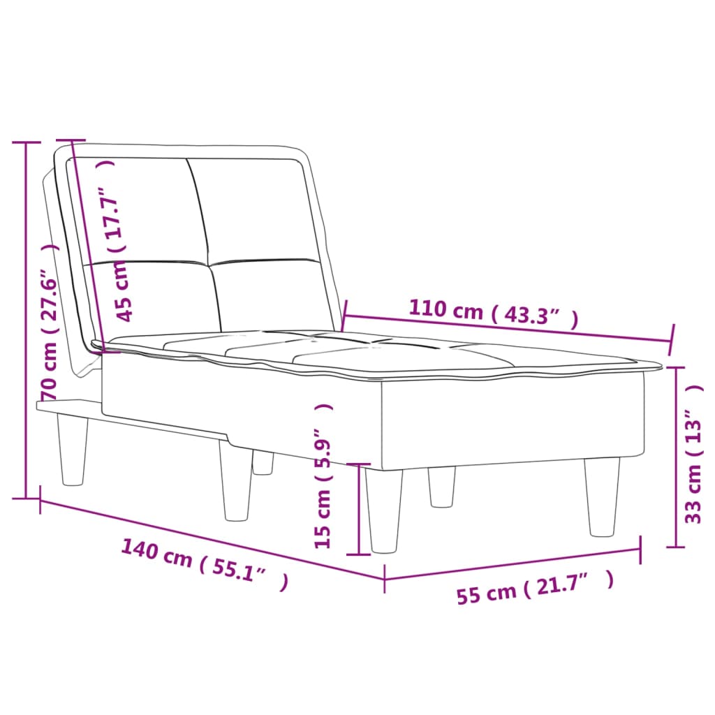 Chaiselongue Hellgrau Stoff