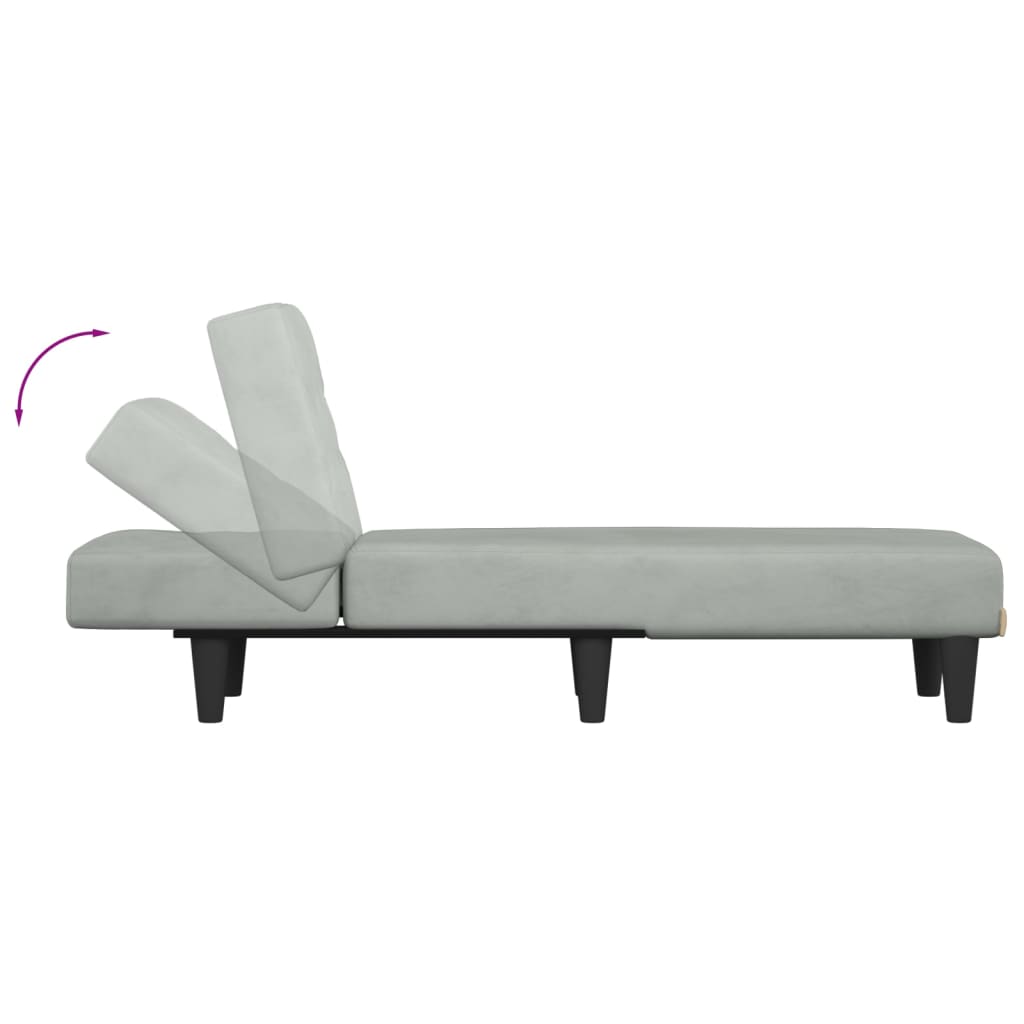 Chaiselongue Hellgrau Samt