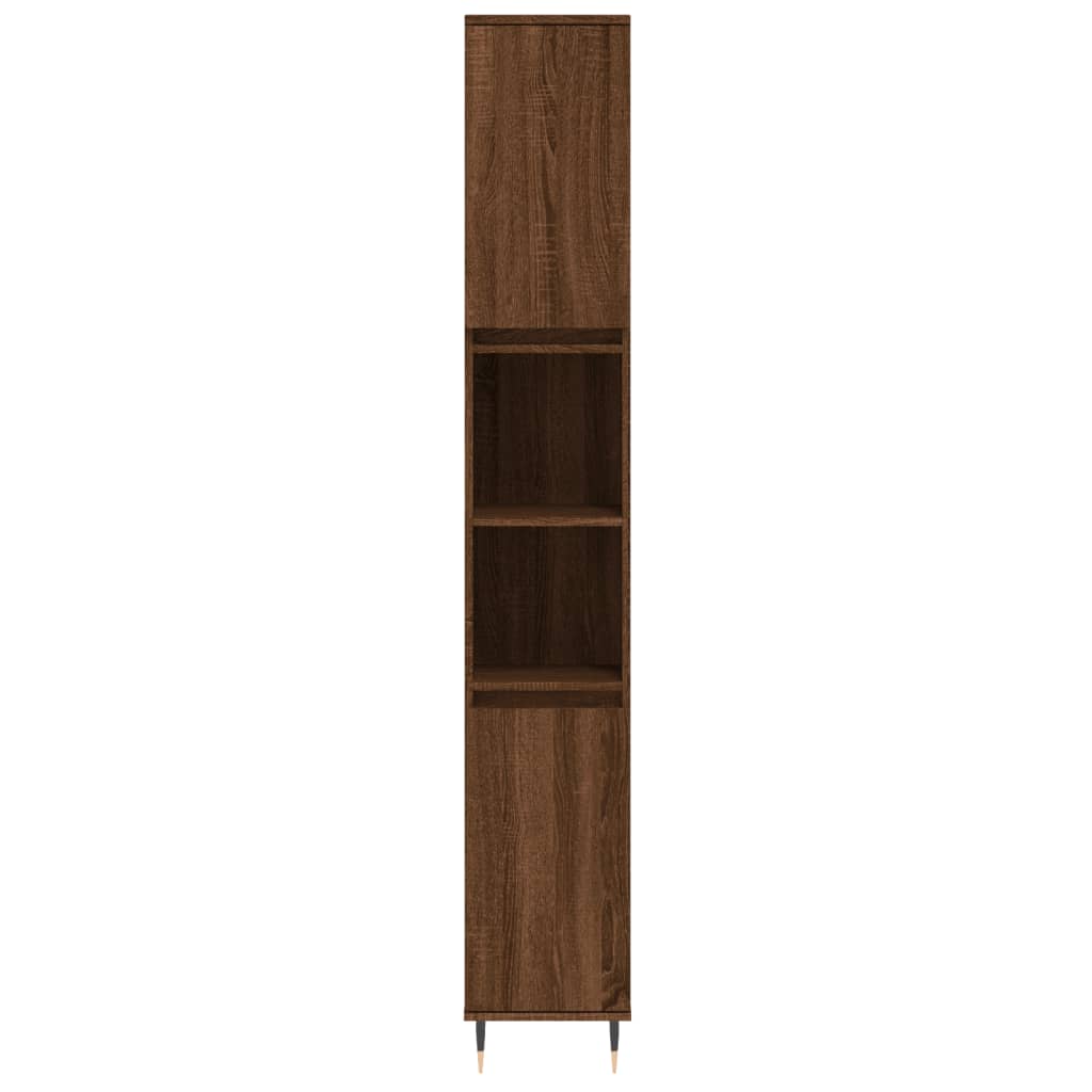 Badschrank Braun Eichen-Optik 30x30x190 cm Holzwerkstoff