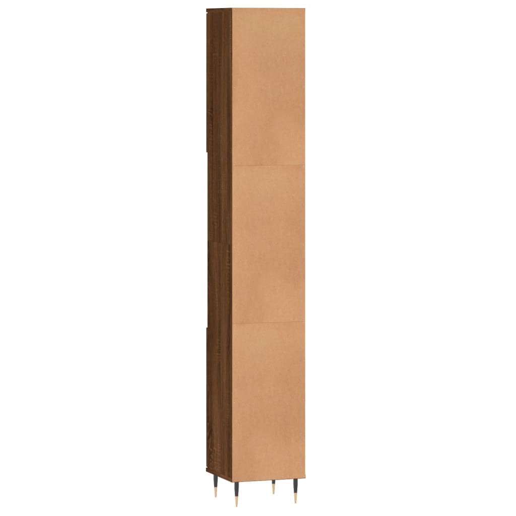 Badschrank Braun Eichen-Optik 30x30x190 cm Holzwerkstoff