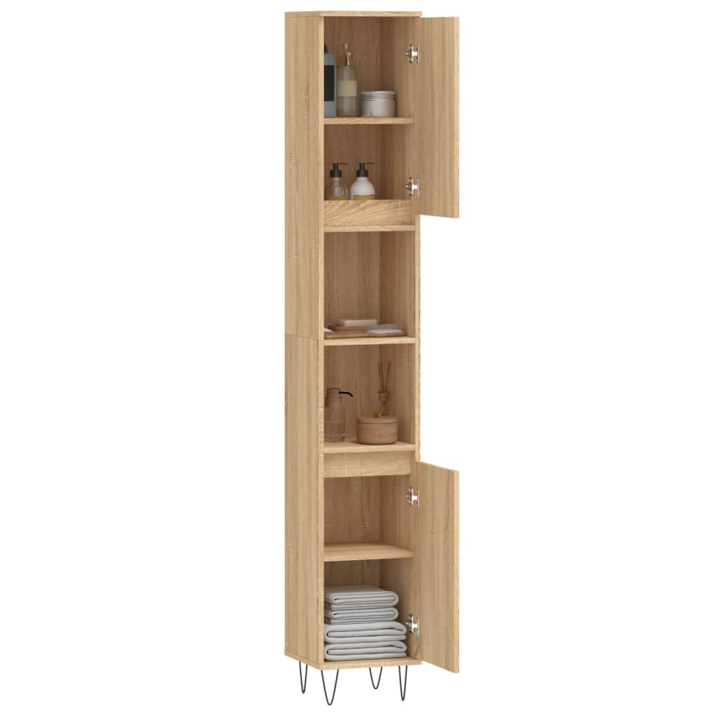 Badschrank Sonoma-Eiche 30x30x190 cm Holzwerkstoff