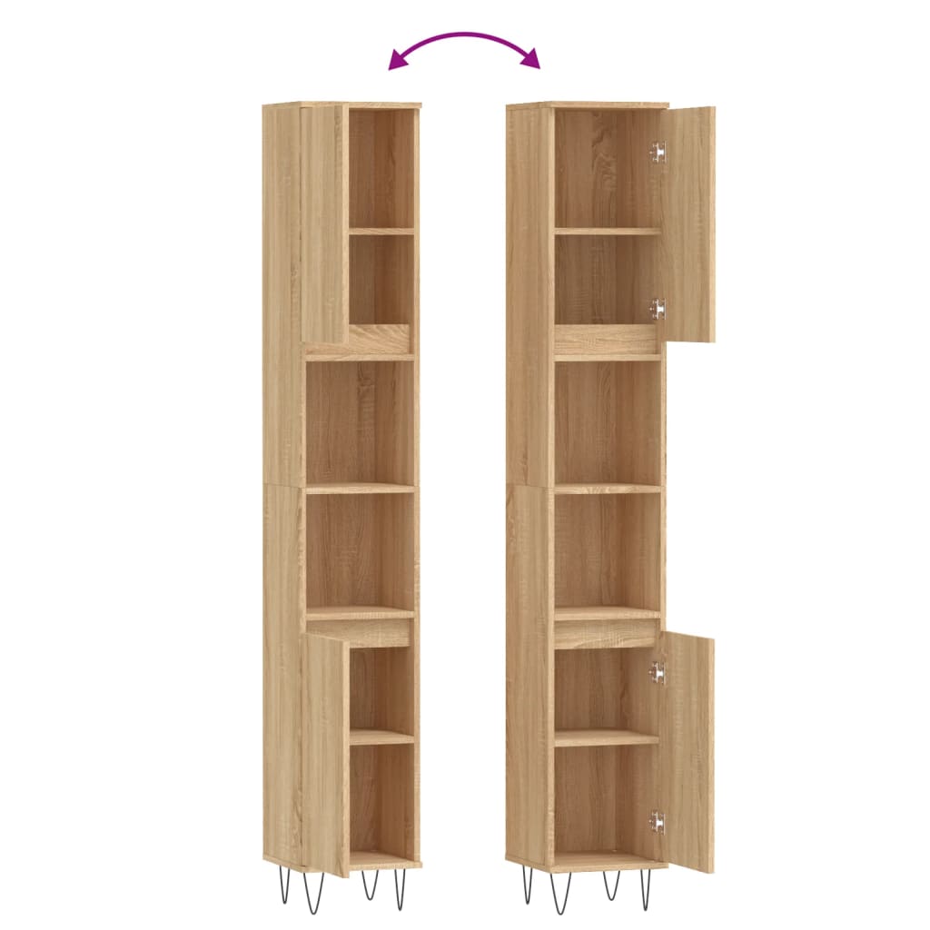 Badschrank Sonoma-Eiche 30x30x190 cm Holzwerkstoff