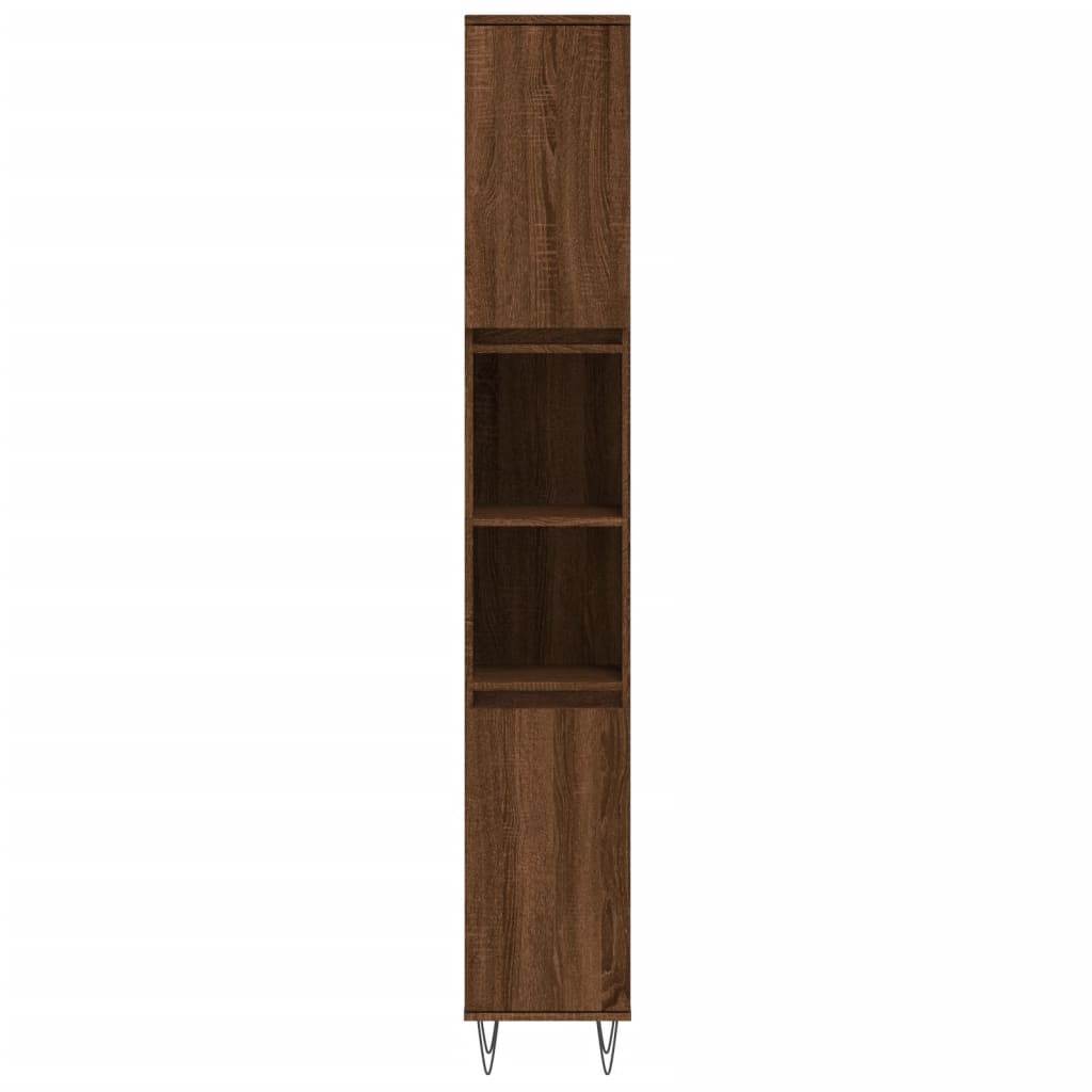 Badschrank Braun Eichen-Optik 30x30x190 cm Holzwerkstoff