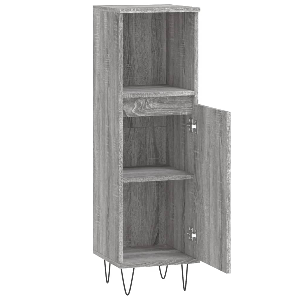 Badschrank Grau Sonoma 30x30x100 cm Holzwerkstoff