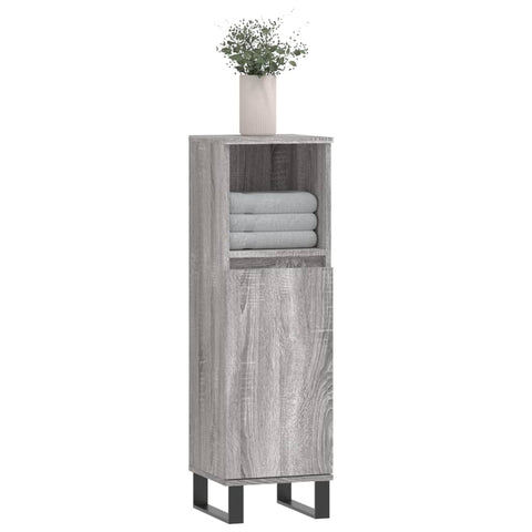 Badschrank Grau Sonoma 30x30x100 cm Holzwerkstoff