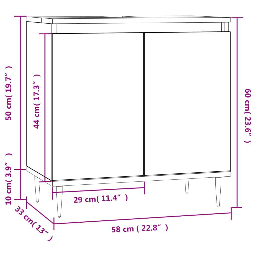 Badschrank Räuchereiche 58x33x60 cm Holzwerkstoff