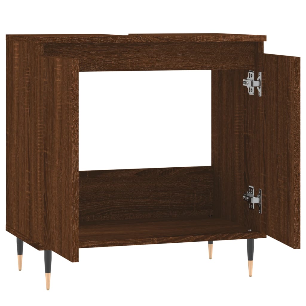 Badschrank Braun Eichen-Optik 58x33x60 cm Holzwerkstoff