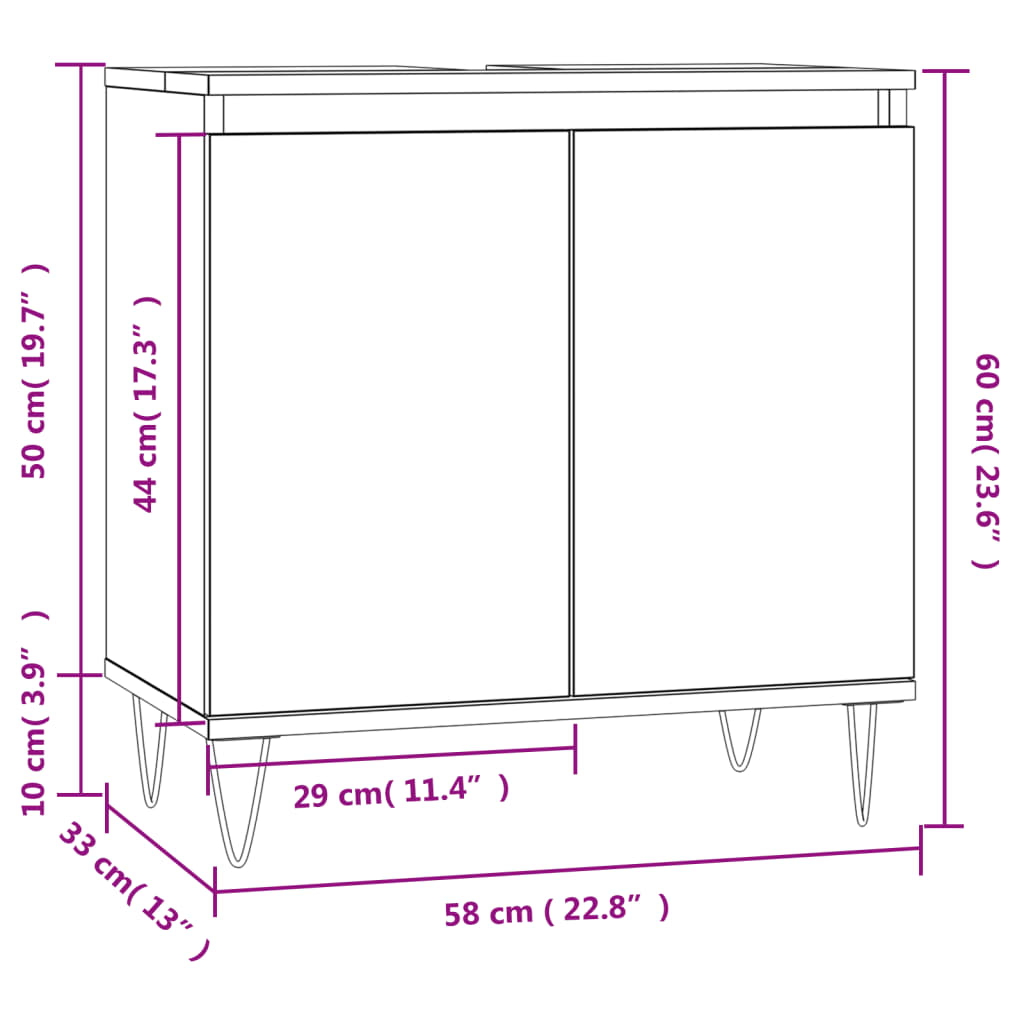 Badschrank Schwarz 58x33x60 cm Holzwerkstoff